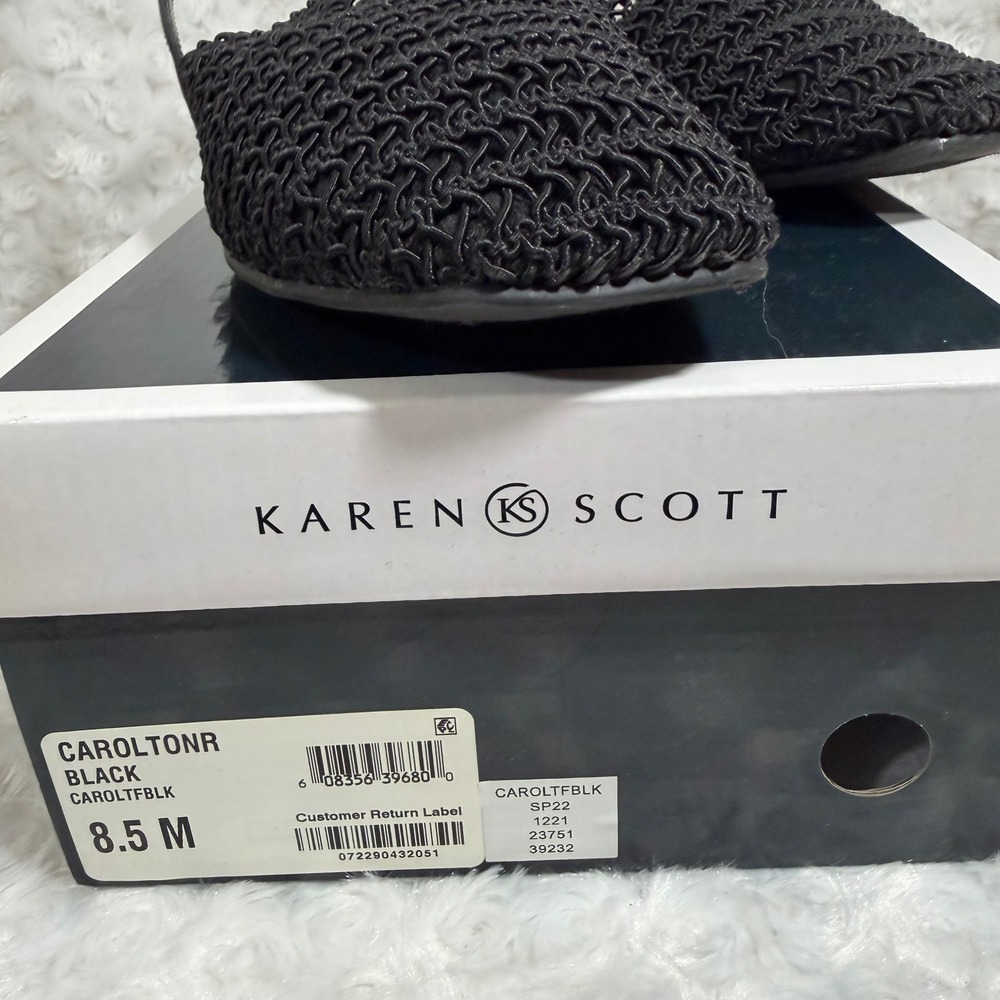 Karen Scott Carolton Black Woven Slingback Block Heel Sandals Womens 8.5 M - Picture 3 of 6